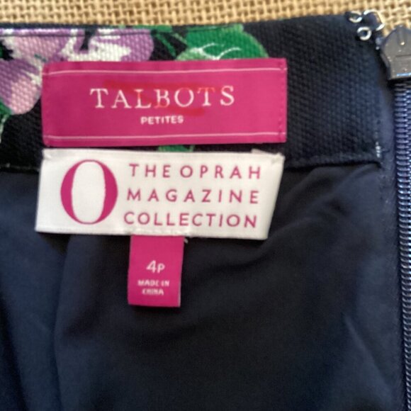 Talbots Size 4P Oprah‎ Magazine Collection Floral Skirt Navy & Green Pencil - Picture 2 of 8